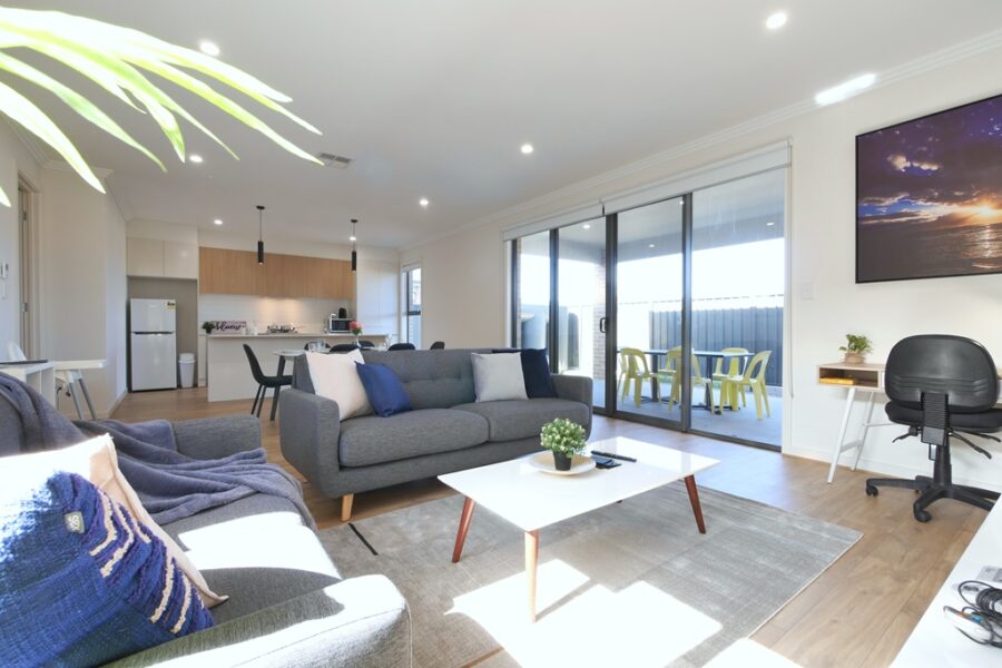 Living Area With Undercover Outdoor Space So Much Room For The Family - Woodville North Designer Residence